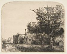 Landscape with Three Gabled Cottages Beside a Road, 1650. Creator: Rembrandt Harmensz van Rijn