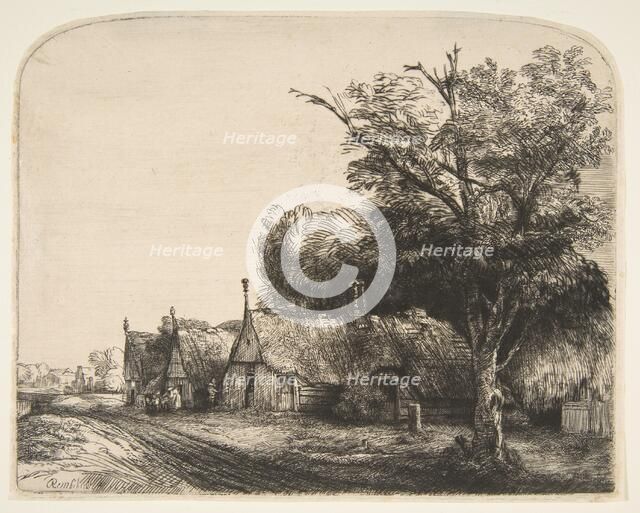 Landscape with Three Gabled Cottages Beside a Road, 1650. Creator: Rembrandt Harmensz van Rijn.