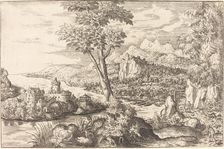 Landscape with Three Men, c. 1558/1559. Creator: Hans Sebald Lautensack