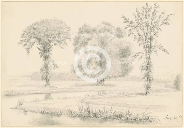 Landscape with Three Trees, 1863. Creator: James Wells Champney.