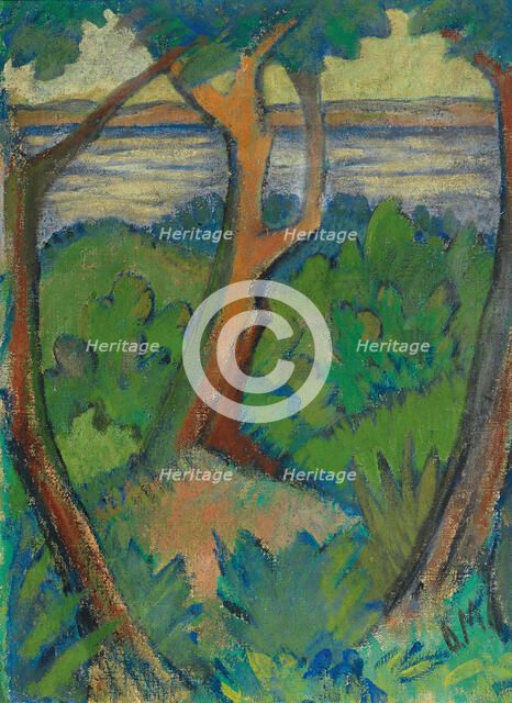 Landscape with three trees, 1923. Creator: Mueller, Otto (1874-1930).