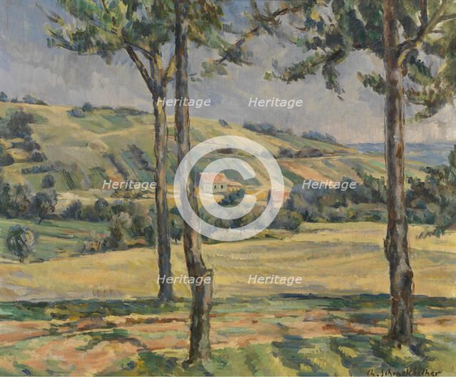 Landscape with three trees, c1910-1940. Creator: Charles Schenckbecher.