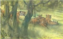 Landscape with Tiger and Cubs, 1900-1910. Creator: John MacAllan Swan