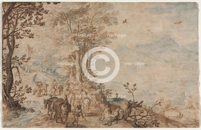 Landscape with Travelers, 1605. Creator: Jan Brueghel (Flemish, 1568-1625).
