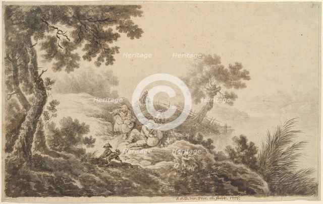 Landscape with Travelers, 1776. Creator: Johann Albrecht Dietzsch.