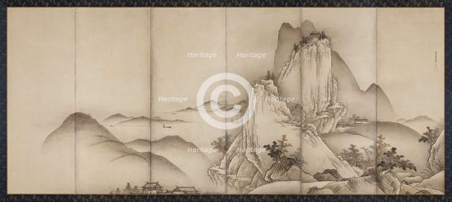 Landscape with Travelers on Mountain Paths, about 1650. Creator: Unkoku Toyo.