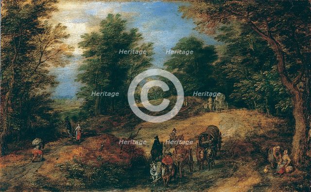Landscape with Travelers on a Woodland Path, ca. 1607. Creator: Jan Brueghel the Elder.