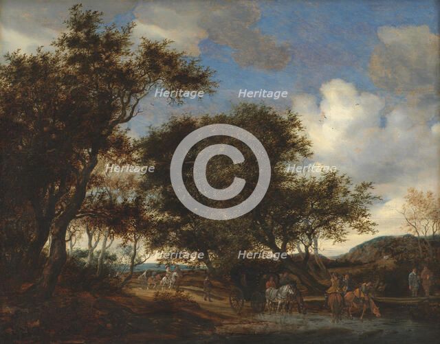 Landscape with Travellers Watering their Horses, 1659. Creator: Salomon Ruysdael.