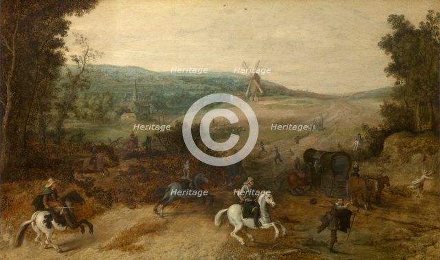 Landscape with Travellers Attacked by Robbers, c1600-1640. Creator: Sebastian Vrancx.