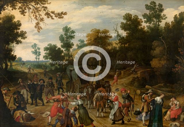 Landscape with Travellers Attacked by Robbers, c1600-1640. Creator: Sebastian Vrancx.