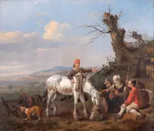 Landscape with Travellers Resting 17th century. Artist: Johannes Lingelbach