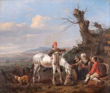 Landscape with Travellers Resting 17th century. Artist: Johannes Lingelbach