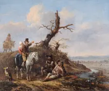 Landscape with Travellers Resting and Couple on Horseback 17th century. Artist: Johannes Lingelbach