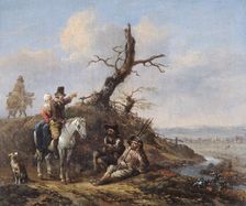Landscape with Travellers Resting and Couple on Horseback 17th century. Artist: Johannes Lingelbach