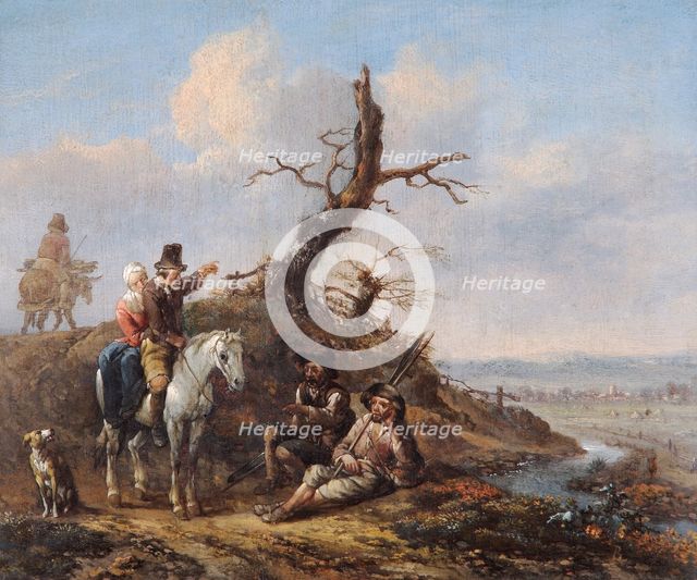 'Landscape with Travellers Resting and Couple on Horseback', 17th century. Artist: Johannes Lingelbach.