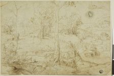 Landscape with Tree in Center, n.d. Creator: Unknown
