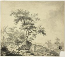 Landscape with Tree on Road to Buildings, n.d. Creator: Possibly Jacob van Ruisdael Dutch, 1628/29-1682