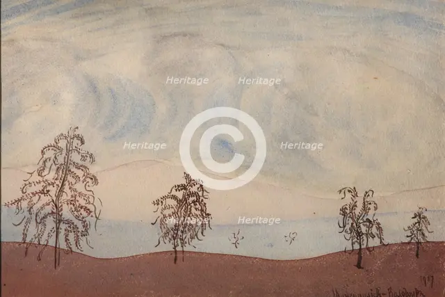 Landscape with trees, 1917. Artist: Voloshin, Maximilian (1877-1932)