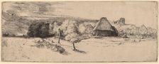 Landscape with Trees, Farm Buildings and a Tower, c. 1651. Creator: Rembrandt Harmensz van Rijn