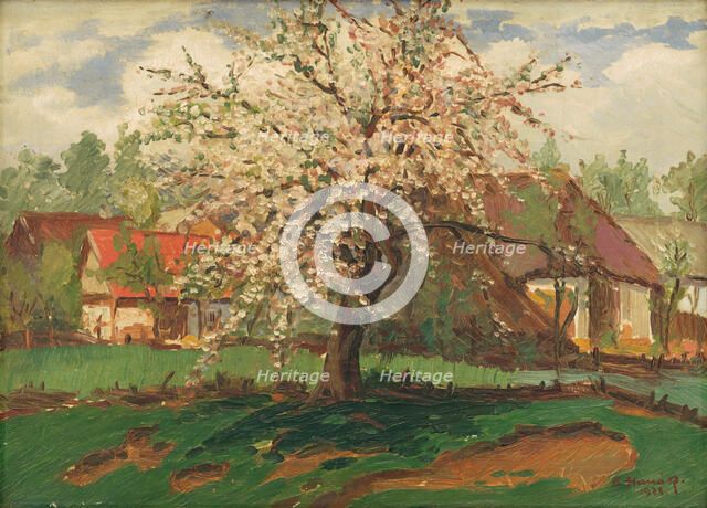Landscape with trees in blossom, 1928. Creator: Bohumil Hanák.