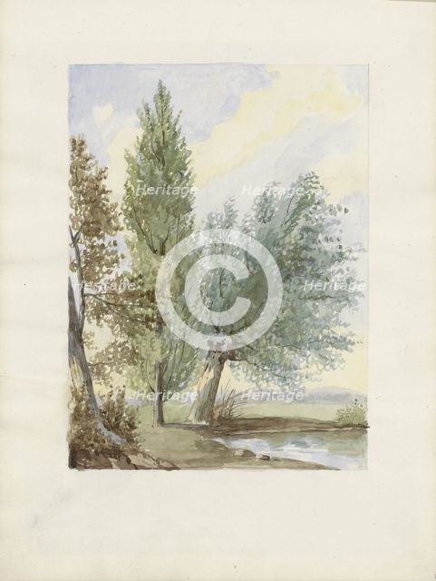 Landscape with trees on a waterfront, c.1819-c.1870. Creator: Anon.