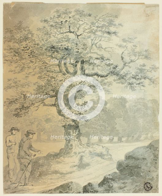 Landscape with Two Male Figures, n.d. Creator: Unknown.
