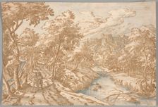 Landscape with Two Men Walking, 1580/1631. Creator: Tobias Verhaecht