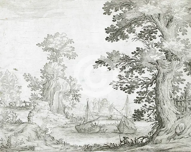 Landscape with Two Boats, between 1630 and 1645. Creator: Ercole Bazicaluva.
