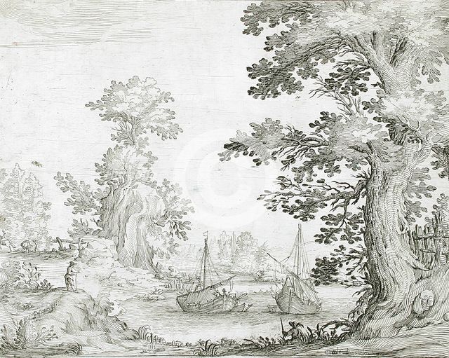 Landscape with Two Boats, between 1630 and 1645. Creator: Ercole Bazicaluva.