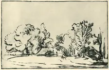Landscape with two cottages, c1650-1655, (1943). Creator: Rembrandt Harmensz van Rijn