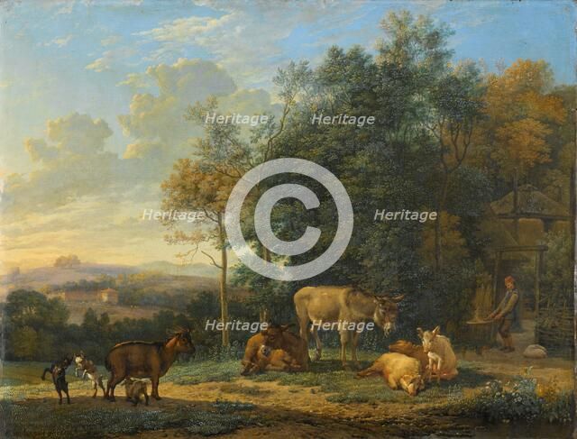 Landscape with Two Donkeys, Goats and Pigs, 1655. Creator: Karel Du Jardin.