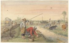 Landscape with Two Eel Fishermen by a Ditch, c.1625-c.1630. Creator: Hendrick Avercamp