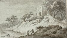 Landscape with Two Figures and Castle on Hill, n.d. Creator: Allart van Everdingen