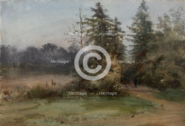 Landscape with Two Figures. Artist: Benois, Albert Nikolayevich (1852-1936)