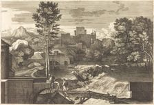 Landscape with Two Figures on a Bridge. Creator: Sébastien Bourdon