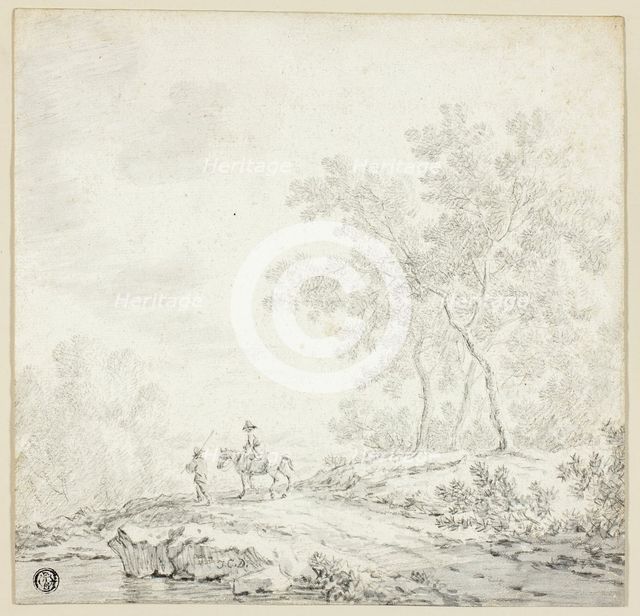 Landscape with Two Figures, One on Horseback, n.d. Creator: Johann Christoph Dietzsch.