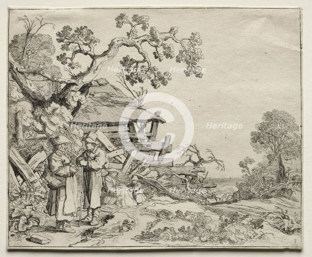 Landscape with Two Peasants Conversing, 1626. Creator: Pieter Molyn (Dutch, 1595-1661).