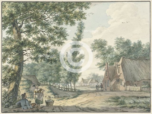 Landscape with two people under a tree, 1750-1818. Creator: Izaak Schmidt.