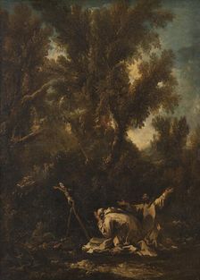 Landscape with two penitent monks, late 17th-mid 18th century. Creator: Alessandro Magnasco