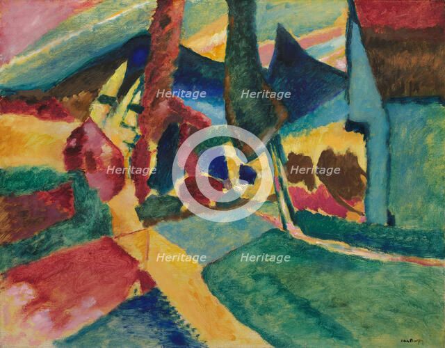 Landscape with Two Poplars, 1912. Creator: Vassily Kandinsky.
