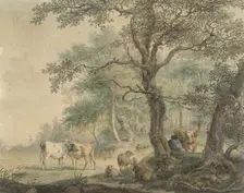 Landscape with two shepherds with cattle, 1797. Creator: Pieter Gerardus van Os
