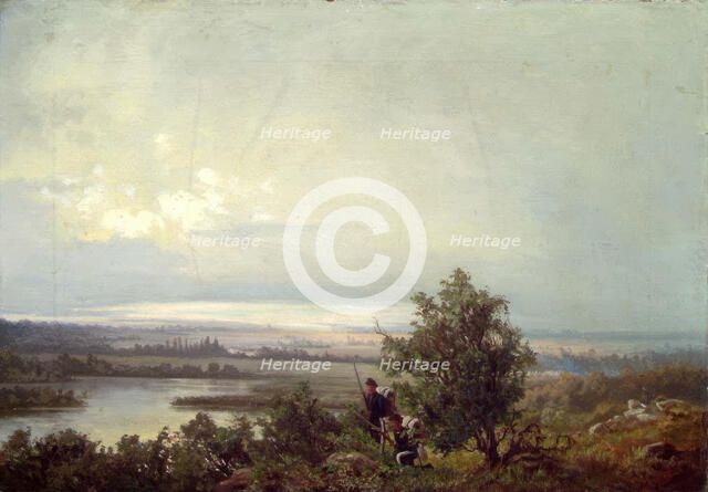 Landscape with two Soldiers, 1871. Creator: Anton Mathias Bergh.