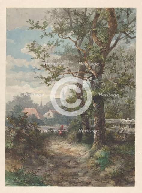 Landscape with two trees, a city in the distance, 1875. Creator: Sebastiaan Mattheus Sigismund de Ranitz.