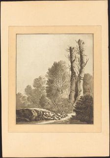 Landscape with Two Trees, published 1782. Creator: Maria Catharina Prestel