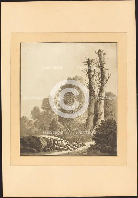 Landscape with Two Trees, published 1782. Creator: Maria Catharina Prestel.
