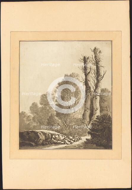 Landscape with Two Trees, published 1782. Creator: Maria Catharina Prestel.