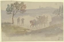 Landscape with two walkers and a handcart, c1811-1812. Creator: Carl Philipp Fohr