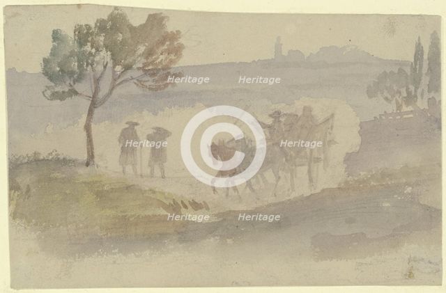 Landscape with two walkers and a handcart, c1811-1812. Creator: Carl Philipp Fohr.