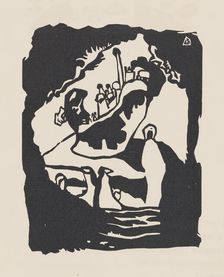 Landscape with Upright White Figure (Landschaft mit aufrechter weisser Figur), 1913. Creator: Kandinsky, Wassily Vasilyevich (1866-1944)