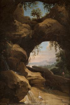 Landscape with views through the cave, from c.1635 until 1635. Creator: Jan Asselijin